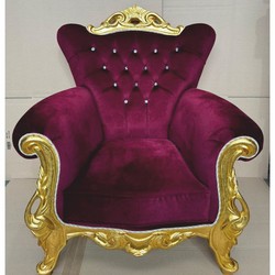 Casa Padrino poltrona barocco di lusso con strass bordeaux rosso / oro - Mobili in stile barocco