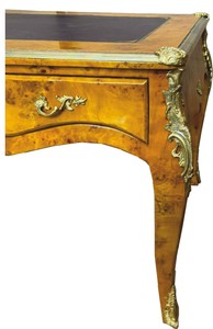 Casa Padrino Barock Schreibtisch Vogelaugenahorn / Gold 160 cm - Barock Büro Möbel