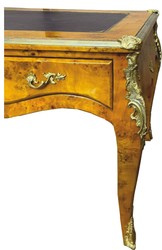 Casa Padrino baroque desk bird's eye maple / gold 160 cm - Baroque office furniture