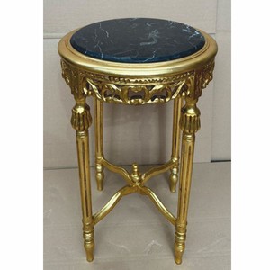 Casa Padrino Barock Beistelltisch Gold / Schwarz Ø 45 x H. 72 cm - Barock Möbel