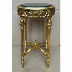 Casa Padrino mesa auxiliar barroco oro / negro Ø 45 x A. 72 cm - Muebles barrocos