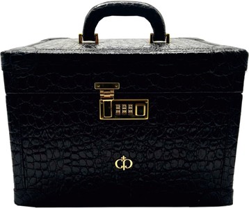Casa Padrino luxury genuine leather make up case black / gold 28 x 16 x H. 16 cm Casa Padrino luxury genuine leather make up case black / gold 28 x 16 x H. 16 cm