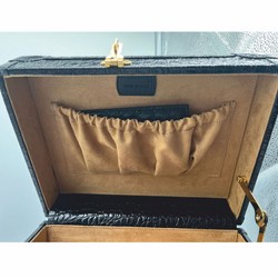 Casa Padrino neceser de maquillaje de lujo de piel auténtica negro / oro 28 x 16 x A. 16 cm