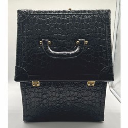 Casa Padrino neceser de maquillaje de lujo de piel auténtica negro / oro 28 x 16 x A. 16 cm