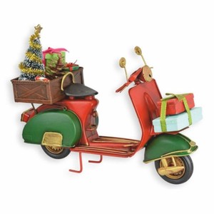 Casa Padrino monopattino natalizio in lamiera rosso / verde / oro 28 cm - Decorazione natalizia