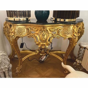 Casa Padrino console baroque avec plateau en marbre or / noir 150 cm - 1B Marchandises
