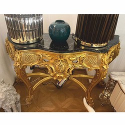 Casa Padrino console baroque avec plateau en marbre or / noir 150 cm - 1B Marchandises