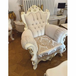 Casa Padrino luxury baroque living room set white / gold - Baroque style furniture