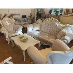 Casa Padrino luxury baroque living room set white / gold - Baroque style furniture