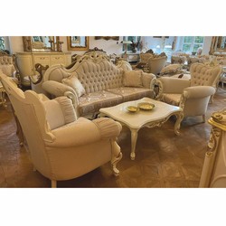 Casa Padrino luxury baroque living room set white / gold - Baroque style furniture