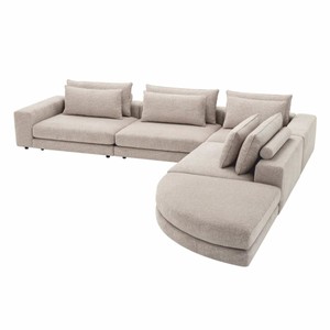 Casa Padrino Divano ad Angolo di Lusso Greige / Nero 388 x 360 cm - Divano Soggiorno Modulare - Mobili Soggiorno