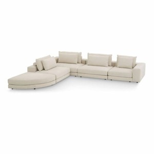 Casa Padrino Divano ad Angolo di Lusso Beige / Nero 388 x 360 cm - Divano Soggiorno Modulare - Mobili Soggiorno