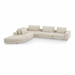 Casa Padrino Sofá Esquinero de Lujo Beige / Negro 388 x 360 cm - Sofá de Salón Modular - Muebles de Salón de Lujo