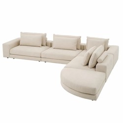 Casa Padrino Sofá Esquinero de Lujo Beige / Negro 388 x 360 cm - Sofá de Salón Modular - Muebles de Salón de Lujo
