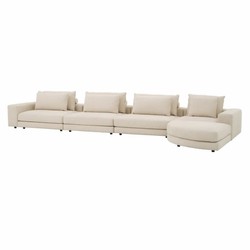 Casa Padrino Sofá Esquinero de Lujo Beige / Negro 388 x 360 cm - Sofá de Salón Modular - Muebles de Salón de Lujo