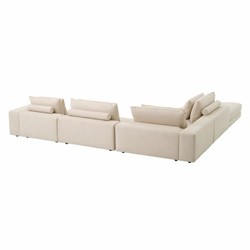 Casa Padrino Sofá Esquinero de Lujo Beige / Negro 388 x 360 cm - Sofá de Salón Modular - Muebles de Salón de Lujo
