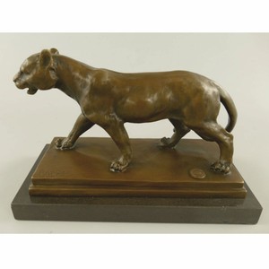 Casa Padrino escultura de bronce pantera sobre base de mármol 24 cm - Accesorios decorativos