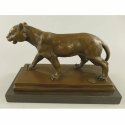 Casa Padrino escultura de bronce pantera sobre base de mármol 24 cm - Accesorios decorativos