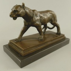 Casa Padrino escultura de bronce pantera sobre base de mármol 24 cm - Accesorios decorativos