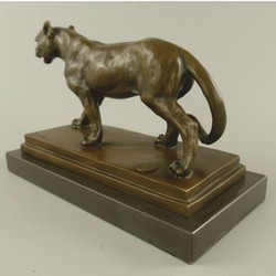 Casa Padrino escultura de bronce pantera sobre base de mármol 24 cm - Accesorios decorativos