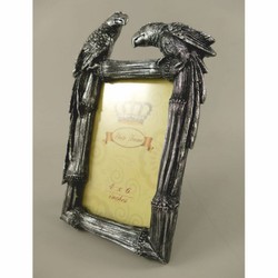 Casa Padrino baroque picture frame parrots antique silver H. 23 cm - Baroque style decoration accessories