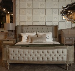 Pompöös by Casa Padrino luxury baroque double bed Provence gray / brown 200 x 200 cm - Designed by Harald Glööckler