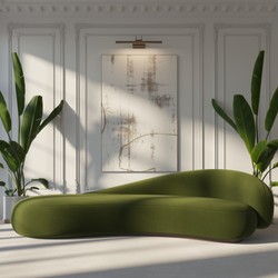 Casa Padrino luxury velvet sofa right side green / dark brown 280 cm - Living room & hotel furniture Casa Padrino luxury velvet sofa right side green / dark brown 280 cm - Living room & hotel furniture