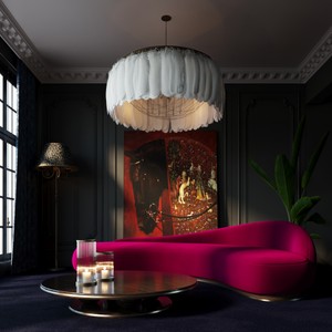 Gebogenes Luxus Wohnzimmer Hotel Samt Sofa Pink Braun Silber