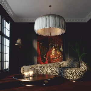 Gebogenes Luxus Wohnzimmer Hotel Sofa Leopard Braun Silber
