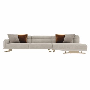 Luxus Wohnzimmer Hotel Sofa Ecksofa Grau Messing