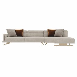 Luxus Wohnzimmer Hotel Sofa Ecksofa Grau Messing