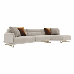 Luxus Wohnzimmer Hotel Sofa Ecksofa Grau Messing