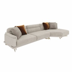 Luxus Wohnzimmer Hotel Sofa Ecksofa Grau Messing