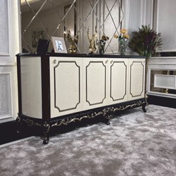 Casa Padrino credenza barocco di lusso crema / marrone scuro / oro 230 cm - Mobili in stile barocco