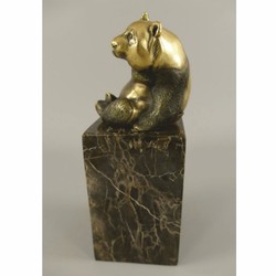 Casa Padrino escultura de bronce oso panda oro / negro A. 21 cm - Figura de bronce