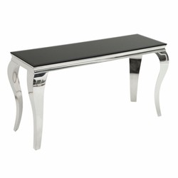 Casa Padrino console baroque en acier inoxydable avec plateau en verre argent / noir 145 cm