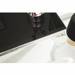Casa Padrino console baroque en acier inoxydable avec plateau en verre argent / noir 145 cm