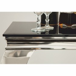 Casa Padrino console baroque en acier inoxydable avec plateau en verre argent / noir 145 cm