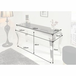 Casa Padrino console baroque en acier inoxydable avec plateau en verre argent / noir 145 cm