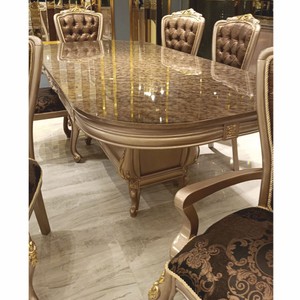 Prunkvoller Luxus Barock Esstisch Grau Schwarz Gold