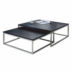 Casa Padrino set di 2 tavolo da soggiorno nero / argento - Mobili da soggiorno