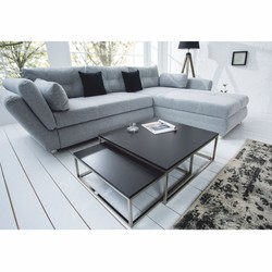 Casa Padrino set di 2 tavolo da soggiorno nero / argento - Mobili da soggiorno