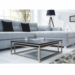 Casa Padrino set di 2 tavolo da soggiorno nero / argento - Mobili da soggiorno