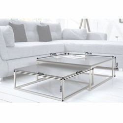 Casa Padrino set di 2 tavolo da soggiorno nero / argento - Mobili da soggiorno