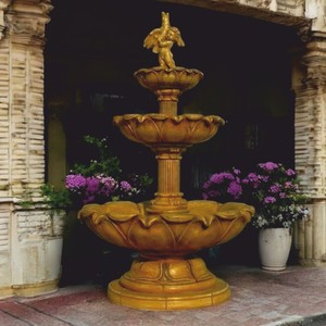 Casa Padrino fontaine baroque beige antique Ø 145 x H. 240 cm - Magnifique fontaine de jardin
