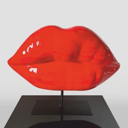 Casa Padrino bouche lèvres décorative XXL avec support rouge / noir 120 cm - Accessoires déco