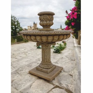 Casa Padrino fontaine baroque avec pot de fleurs beige antique H. 137 cm - Magnifique fontaine de jardin