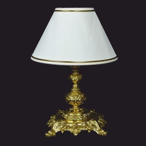 Casa Padrino lampe de table baroque de luxe or brillant / blanc Ø 20 x H. 27 cm - Luminaires baroques