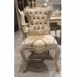 Casa Padrino silla de comedor barroco de lujo oro / blanco / gris / oro A. 110 cm - Muebles de comedor barrocos