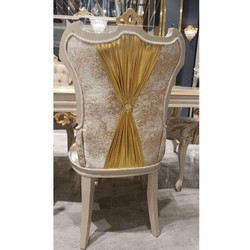 Casa Padrino silla de comedor barroco de lujo oro / blanco / gris / oro A. 110 cm - Muebles de comedor barrocos
